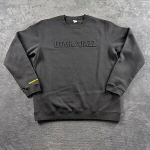 NBA Utah Jazz Men's Black Puff Print Pullover Crewneck Sweatshirt Size L